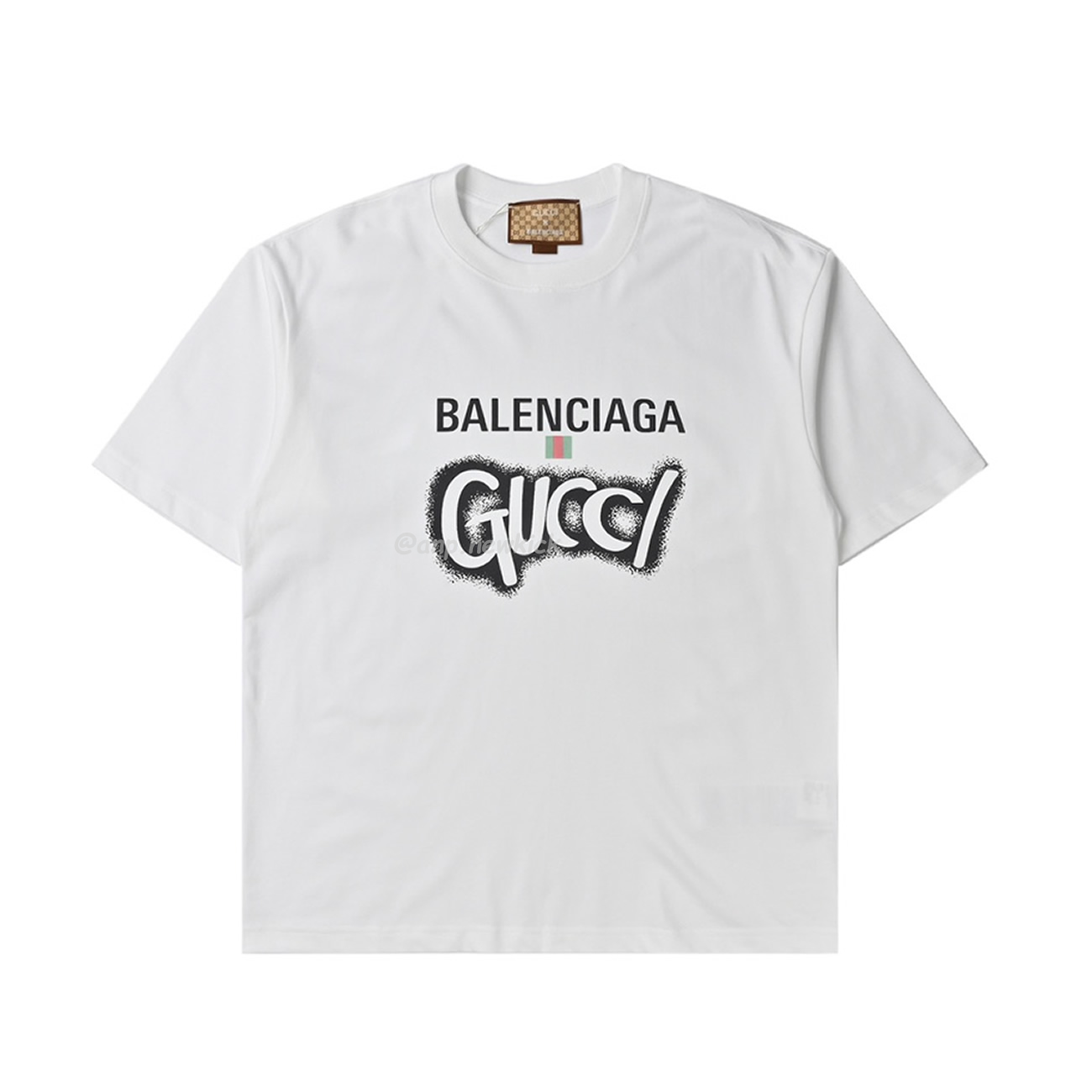 Balenciaga X Gucci Co Branded Double B Letter Printed Logo Printed Short Sleeved T Shirt (9) - newkick.vip